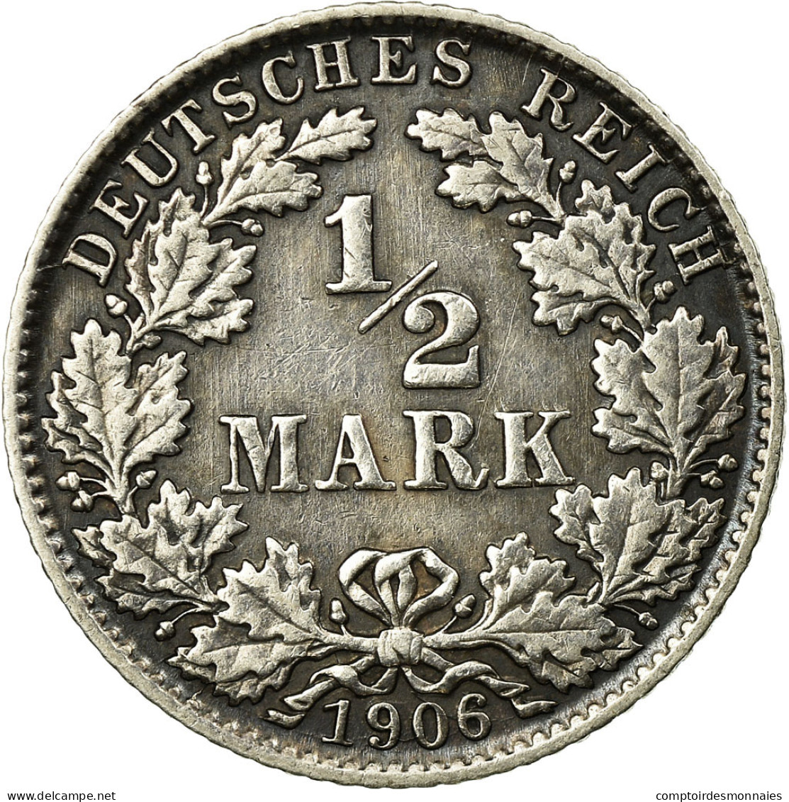 Monnaie, GERMANY - EMPIRE, 1/2 Mark, 1906, Munich, TTB, Argent, KM:17 - 1/2 Mark