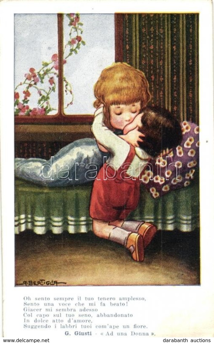 ** T2/T3 Children Kissing. Italian Art Postcard. Propr. Artist. Riserv. 2167. S: Bertiglia  (EK) - Zonder Classificatie