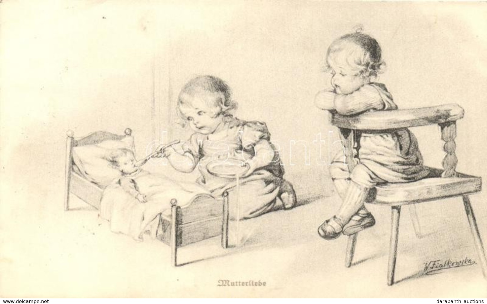 T2/T3 Mutterliebe / Children, Wohlgemuth & Lissner Primus Postkarte No. 1187. S: W. Fialkowska - Unclassified