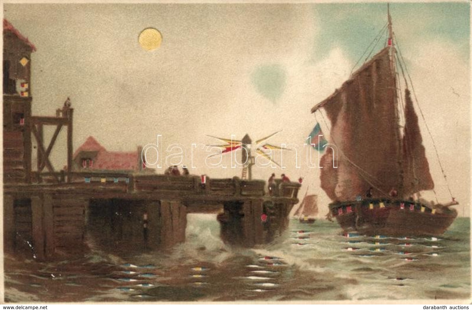 T4 Port With Ship, Hold To Light Litho (b) - Zonder Classificatie