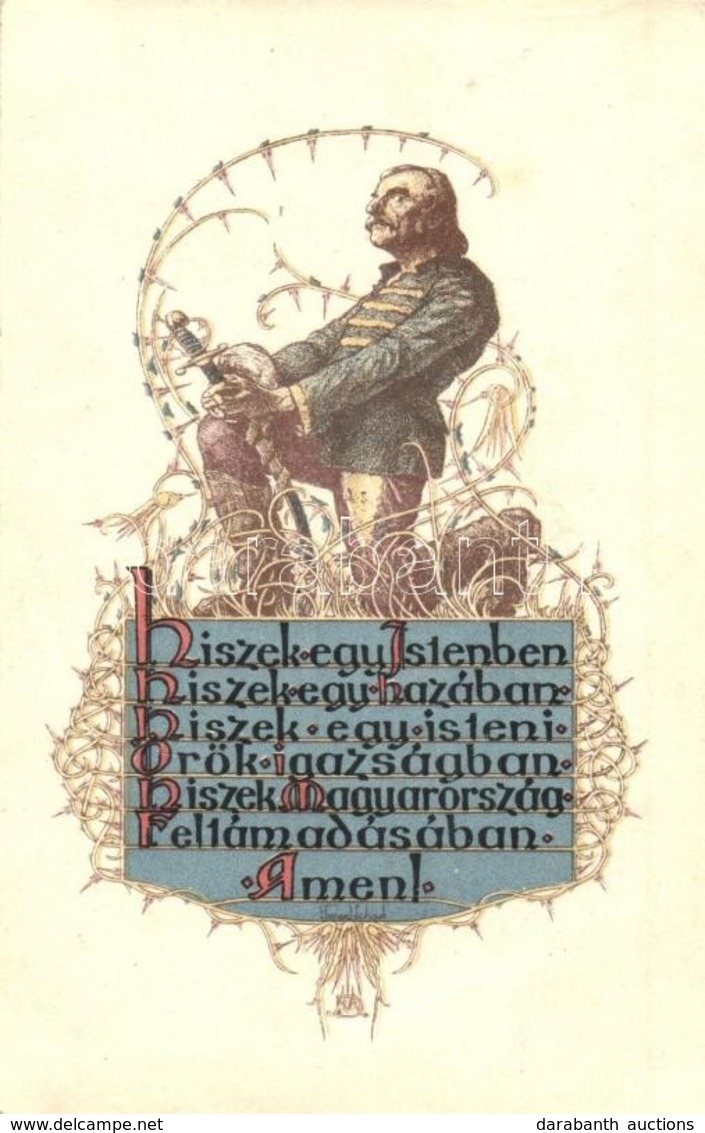 * T2/T3 Magyar Hiszekegy, Turistaság és Alpinizmus Kiadása / Hungarian Irredenta Art Postcard S: Hampel-Scharf + Budapes - Non Classés