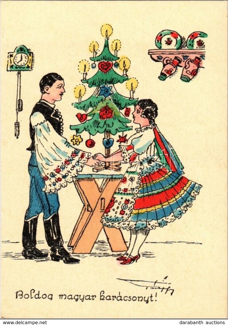 ** T2 Boldog Magyar Karácsonyt! / Hungarian Irredenta Christmas Greeting Art Postcard S: Pálffy - Zonder Classificatie