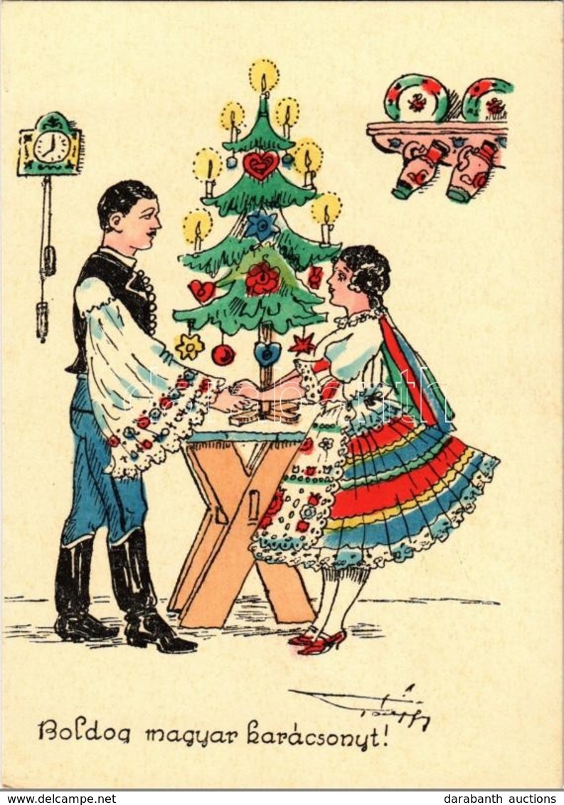 ** T2 Boldog Magyar Karácsonyt! / Hungarian Irredenta Christmas Greeting Art Postcard S: Pálffy - Non Classés