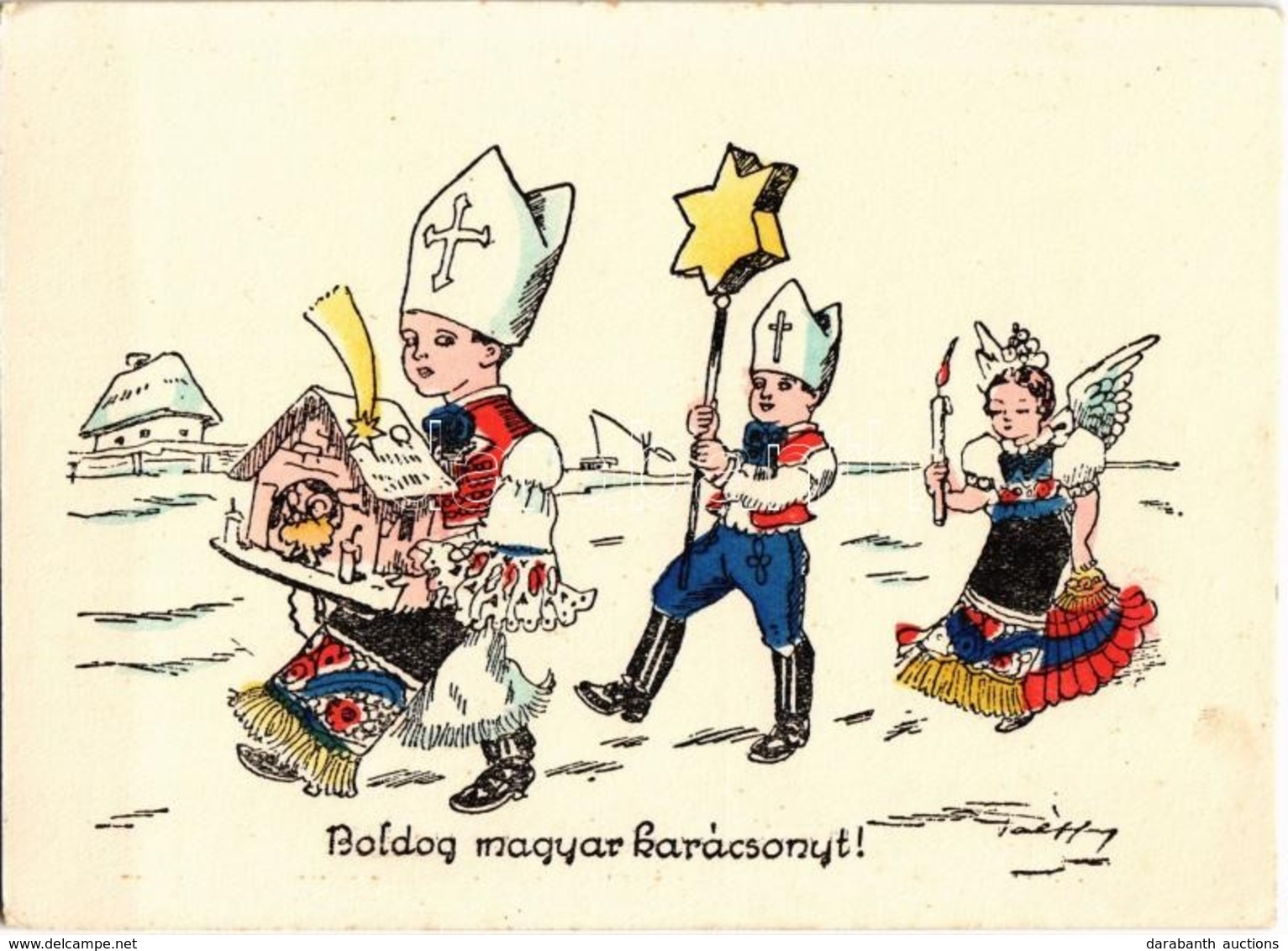 ** T2/T3 Boldog Magyar Karácsonyt! / Hungarian Irredenta Christmas Greeting Art Postcard S: Pálffy (EK) - Non Classés