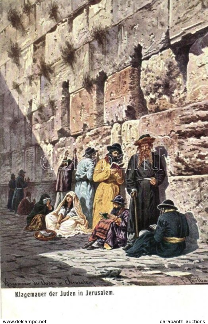 ** T2 Klagemauer Der Juden In Jerusalem / The Wall Of The Jews In Jerusalem. Judaica Art Postcard S: Perlbera - Zonder Classificatie