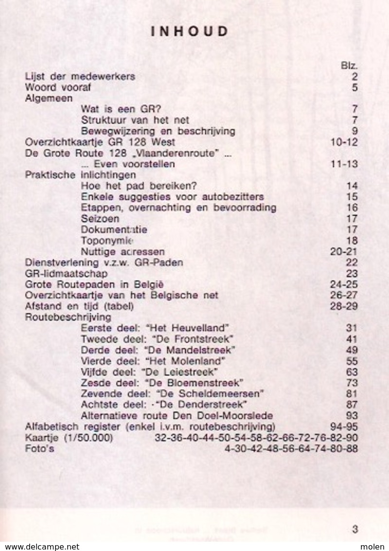 Wandel-gids GROTE ROUTE 128 KEMMEL - AALST 195km 96blz Wandelen Wandelaar GR-routepaden Roeselare Tielt Deinze Gent Z901 - Sachbücher