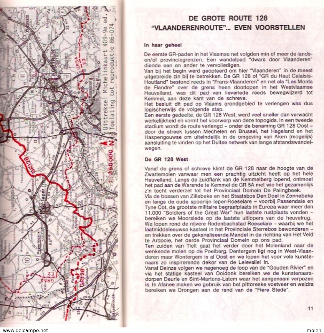 Wandel-gids GROTE ROUTE 128 KEMMEL - AALST 195km 96blz Wandelen Wandelaar GR-routepaden Roeselare Tielt Deinze Gent Z901 - Vita Quotidiana