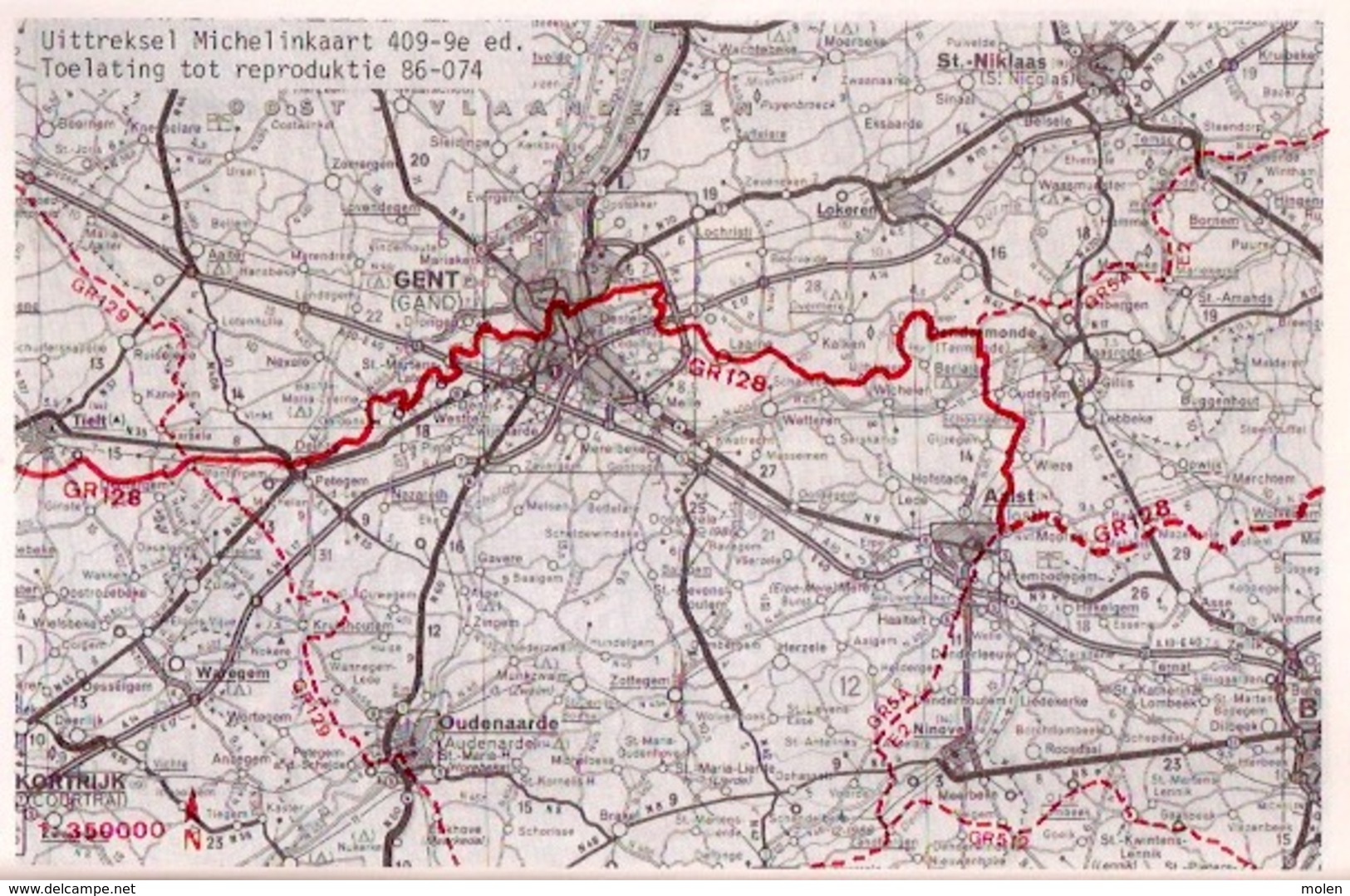 Wandel-gids GROTE ROUTE 128 KEMMEL - AALST 195km 96blz Wandelen Wandelaar GR-routepaden Roeselare Tielt Deinze Gent Z901 - Practical