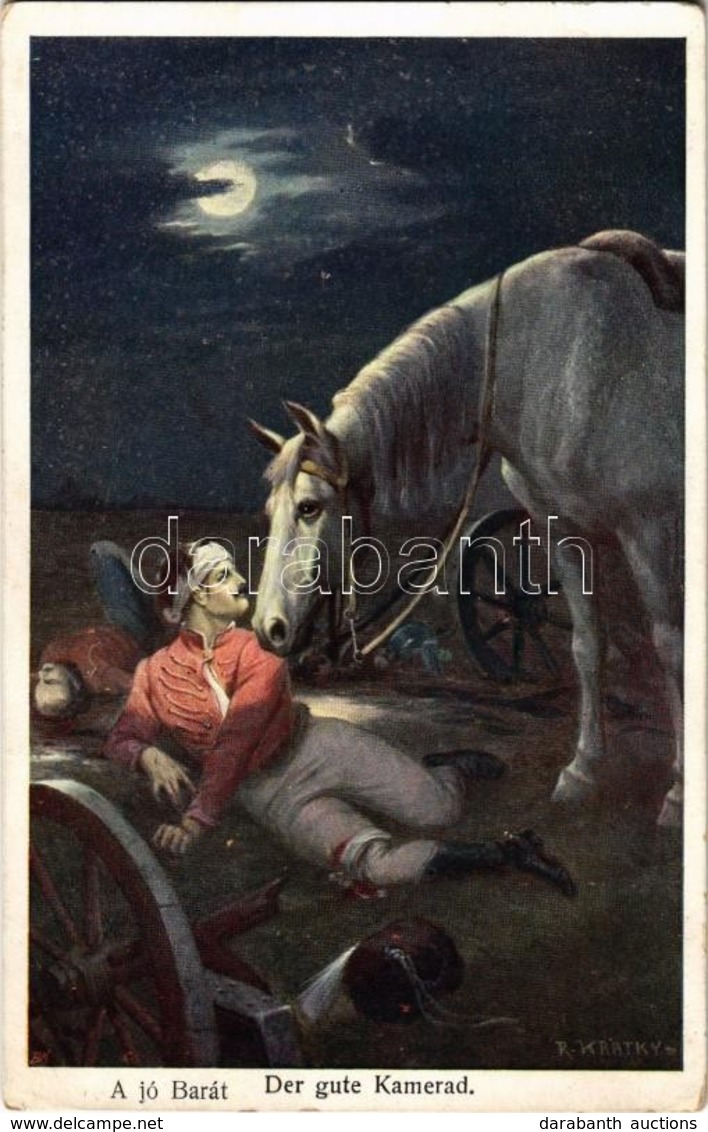 * T2/T3 A Jó Barát / Der Gute Kamerad / WWI K.u.k. Military Art Postcard With Injured Soldier And His Horse. B.K.W.I. Se - Zonder Classificatie