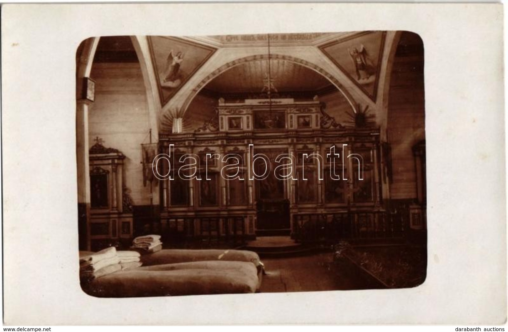 ** T2 Tábori ágyak Egy Görögkeleti Ortodox Templomban / WWI Austro-Hungarian K.u.K. Military, Field Camp Beds In A Greek - Non Classés