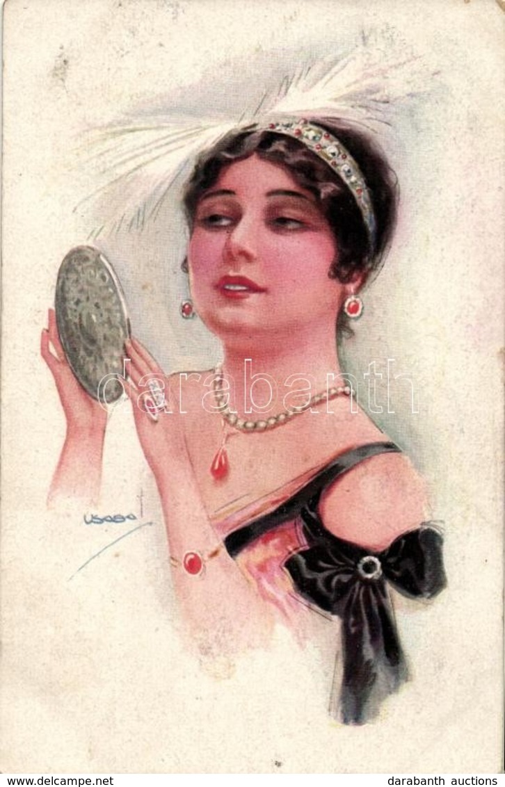 T2 Italian Art Postcard, Lady, Erkal Künstler-Serie 304/3. S: Usabal - Zonder Classificatie