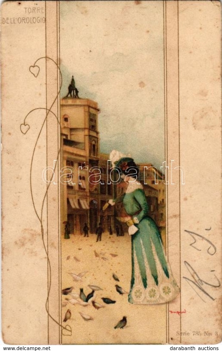 * T2/T3 Torre Dell' Orologio. Hungarian Art Nouveau Postcard. Serie 785. Nr. 3. Litho S: Basch Árpád (EK) - Zonder Classificatie