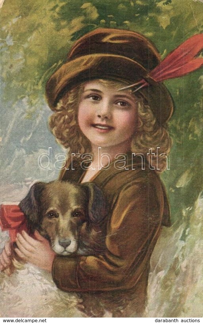 T2/T3 Girl In Hat With Dog, H. Nr. 510 (EK) - Zonder Classificatie