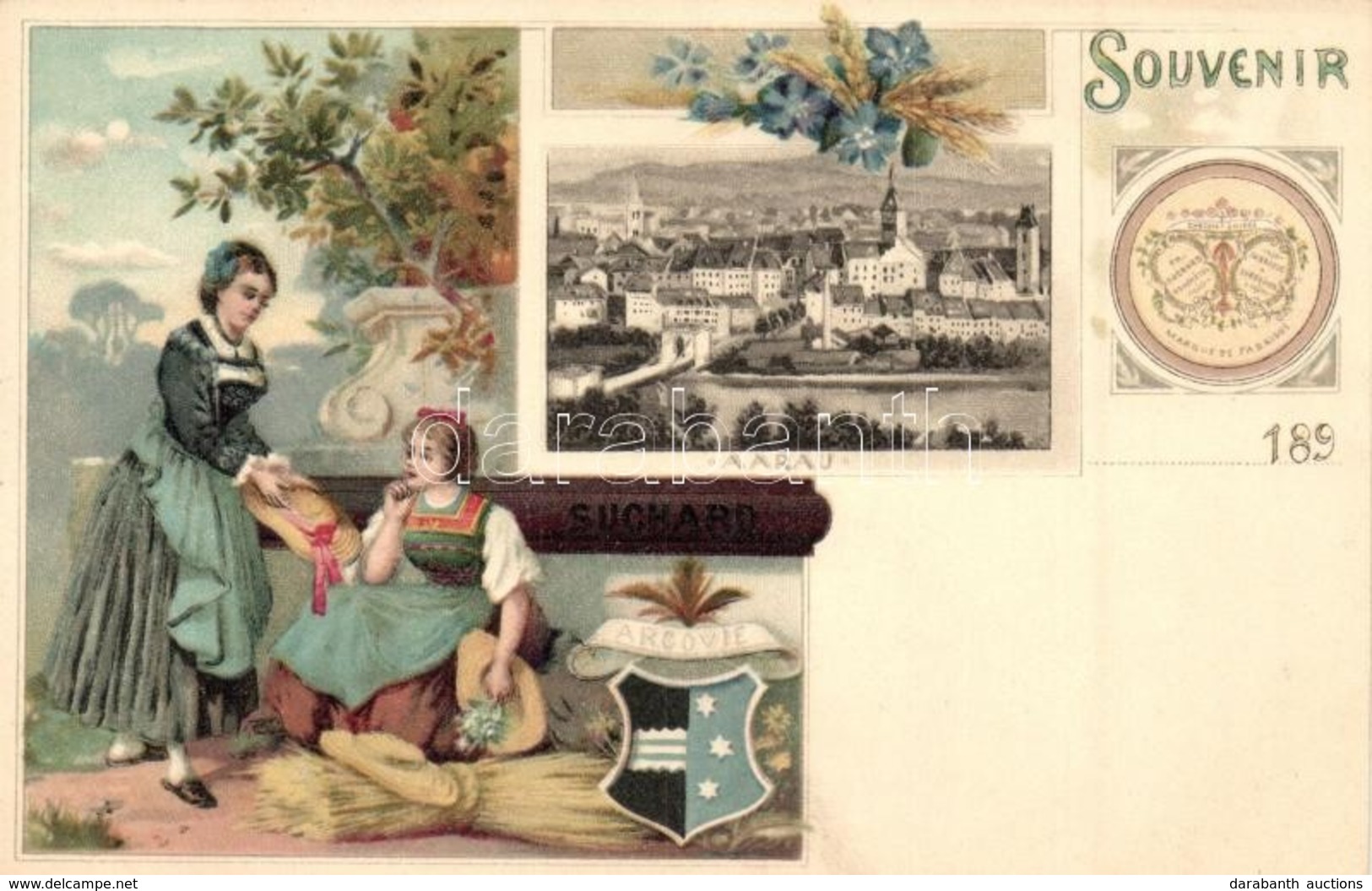 ** T2 Cacao Suchard. Swiss Chocolate Advertisement, Coat Of Arms. Art Nouveau Litho - Non Classés