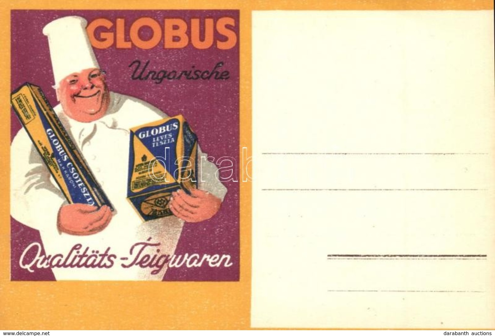 ** T2 Globus Ungarische Qualitäts-Teigwaren / Globus Magyar Tészta Reklám / Hungarian Pasta Advertisement Card - Unclassified