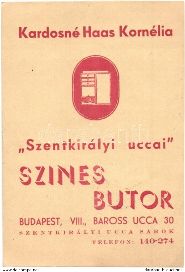 * T2 Kardosné Haas Kornélia 'Szentkirályi Uccai' Színes Bútor áruházának Reklámlapja / Hungarian Furniture Shop's Advert - Non Classés