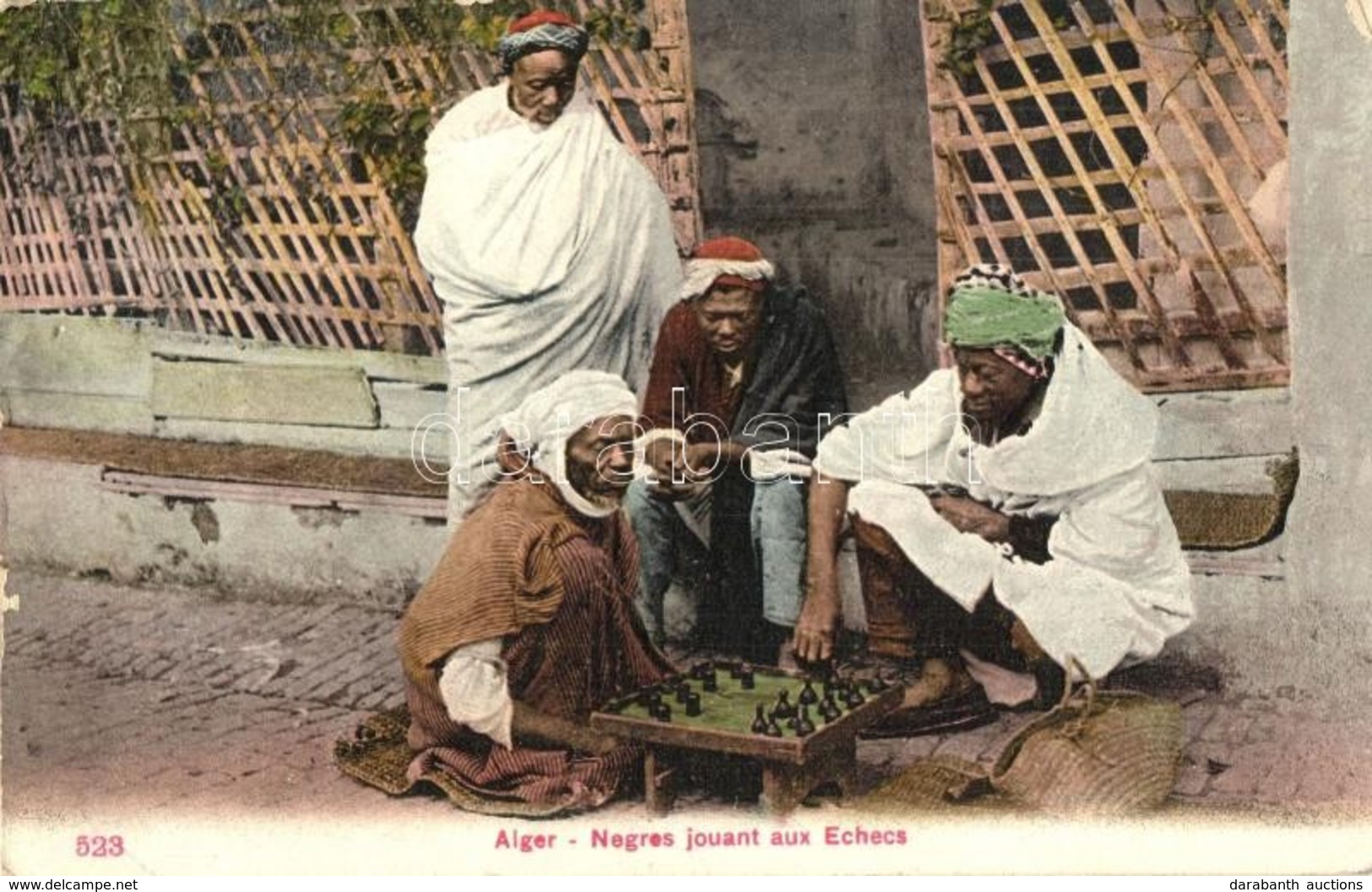 T2/T3 Alger, Negres Jouant Aux Echecs / Algerian Folklore, Men Playing Chess - Non Classés