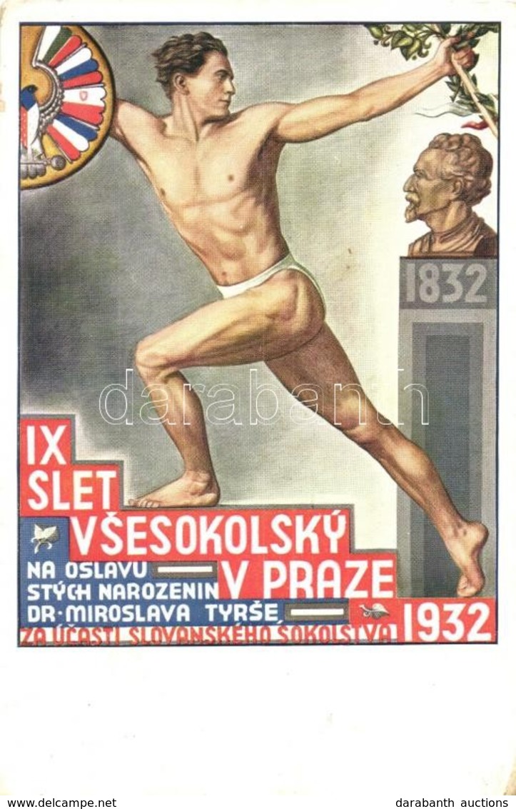 ** T2/T3 1932 IX. Slet Vsesokolsky V Praze / 9th Sokol Meeting In Prague. Advertisement Card S: Ferd. Hirsla (EK) - Non Classés