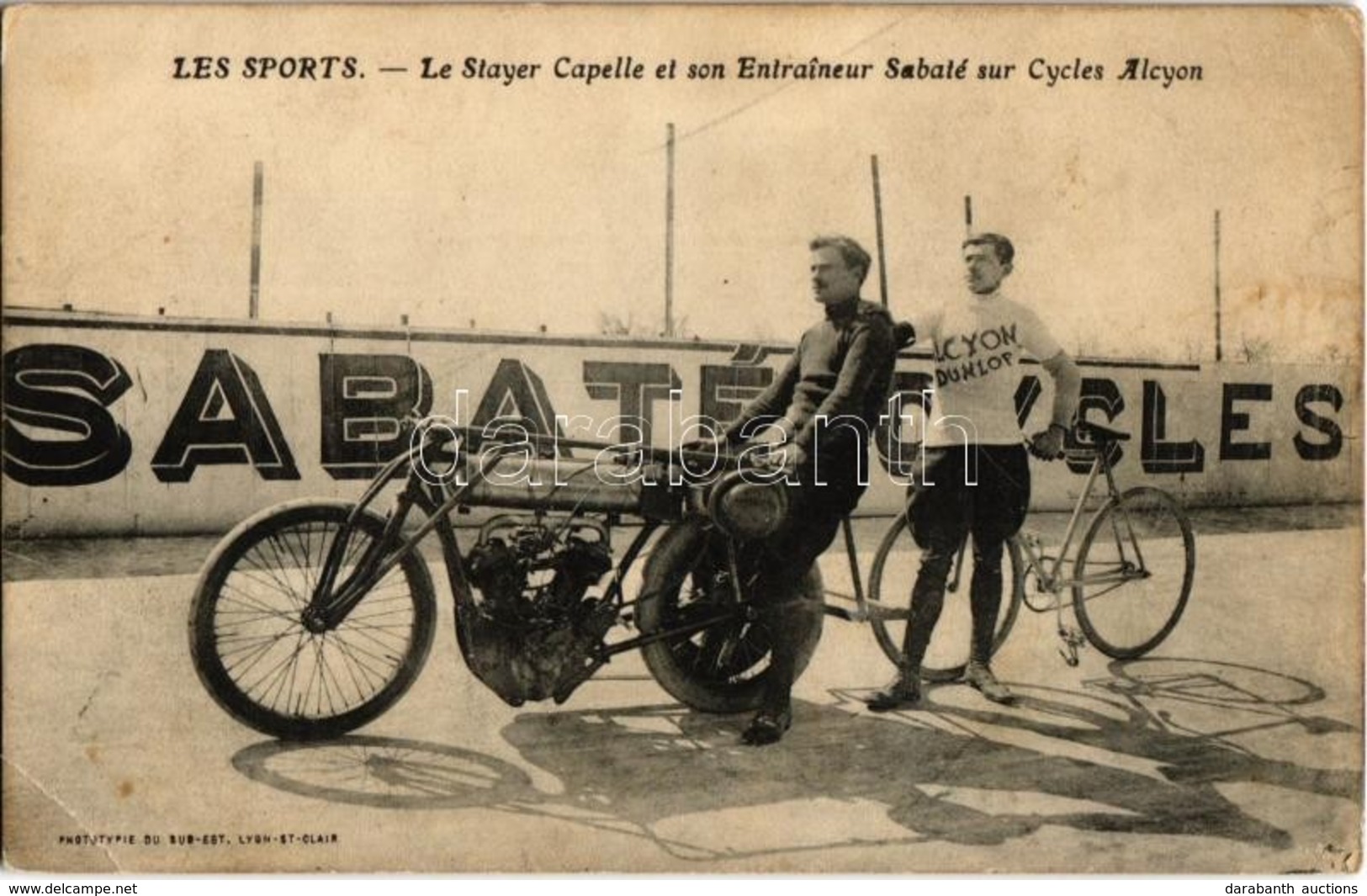 ** T2/T3 Le Stayer Capelle Et Son Entraineur Sabaté Sur Cycles Alcyon / Motorvezetéses Kerékpárverseny Rajt Előtt / Bicy - Zonder Classificatie