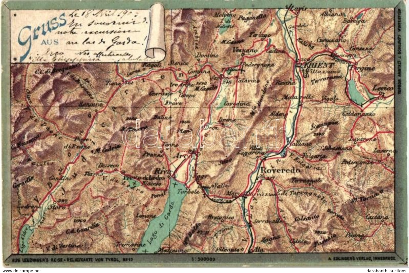 * T2/T3 'Aus Leuzinger's Reise - Reliefkarte Von Tyrol No. 12' / Map Of Tirol In 1:500000 (EK) - Zonder Classificatie