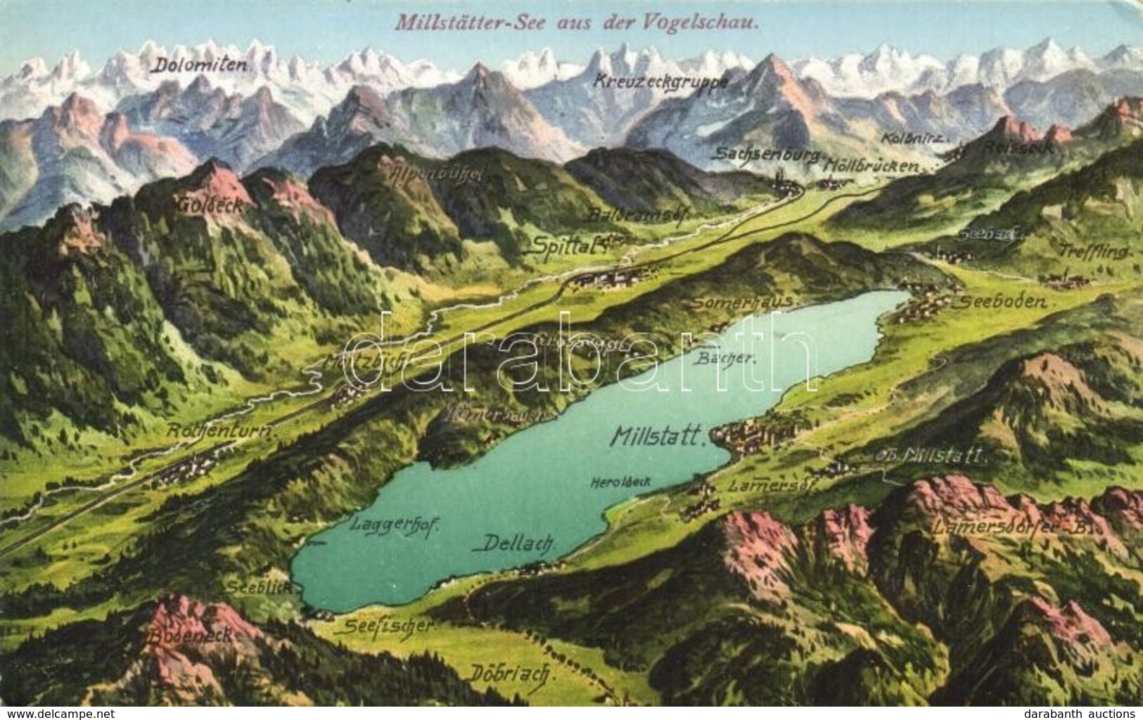 * T2/T3 Millstätter-See, Austria, Map Of The Lake And Its Vicinity, Verlag Franz Knollmüller No. 630/154. (EK) - Non Classés