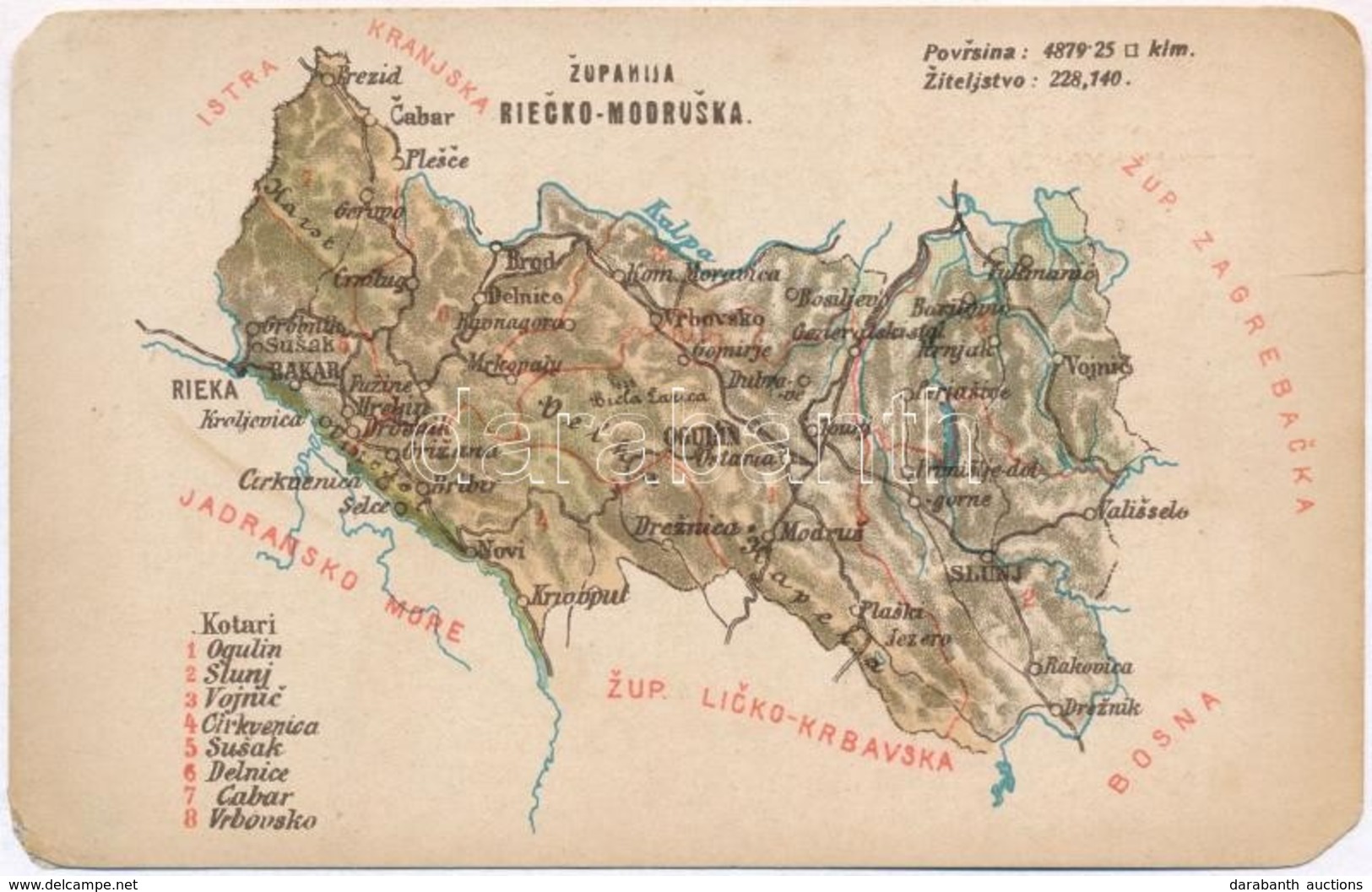 ** T4 Modrus-Fiume Vármegye Térképe / Modrusko-rijecka Zupanija / Modrus-Rijeka County Map (EM) - Zonder Classificatie