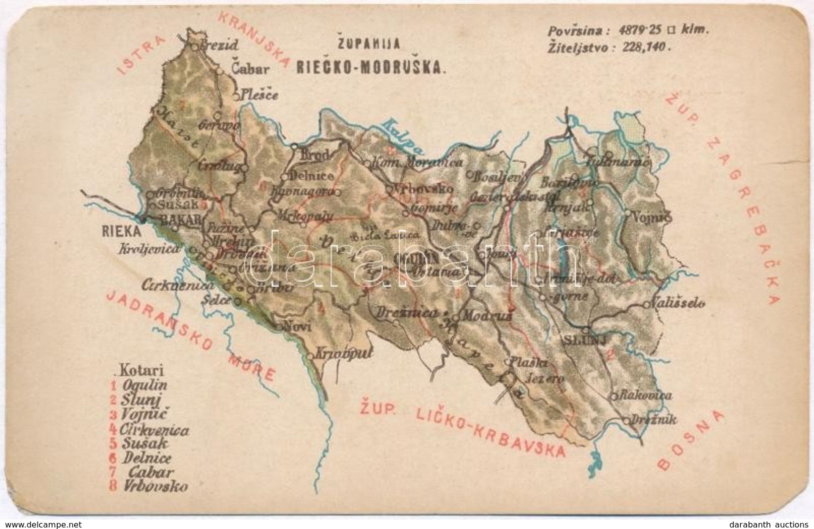 ** T4 Modrus-Fiume Vármegye Térképe / Modrusko-rijecka Zupanija / Modrus-Rijeka County Map (EM) - Unclassified