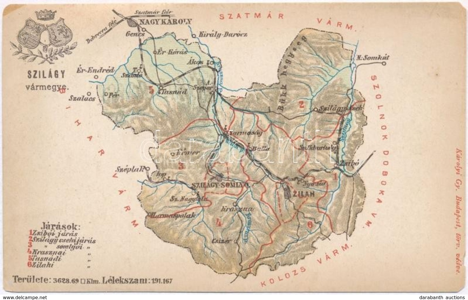 ** T4 Szatmár Vármegye Térképe. Kiadja Károlyi Gy. / Comitatul Satmar / Szatmár County Map (EM) - Non Classés