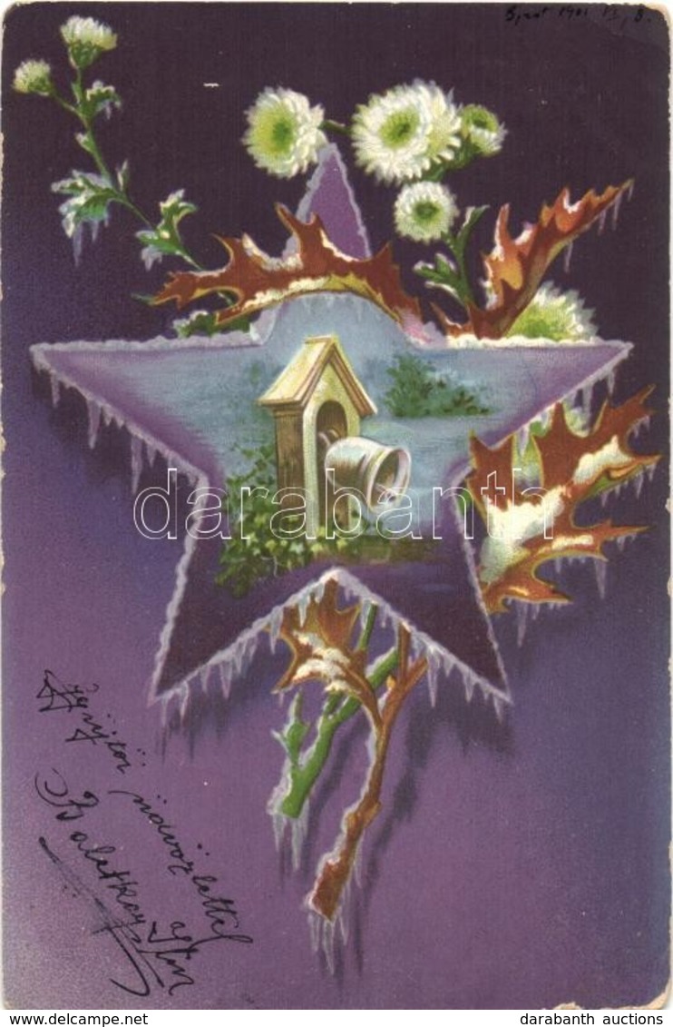 T2/T3 Greeting Card, Bell With Flowers, Litho (EB) - Zonder Classificatie