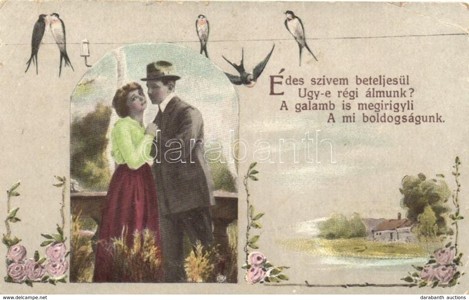 ** T3/T4 Romantic Couple, Love Greeting Card (small Tear) - Unclassified