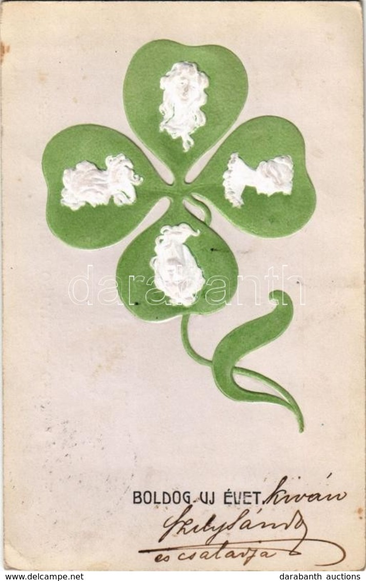 T2/T3 1903 Boldog Újévet! / New Year Greeting Card, Emb. Litho Clover (EK) - Zonder Classificatie