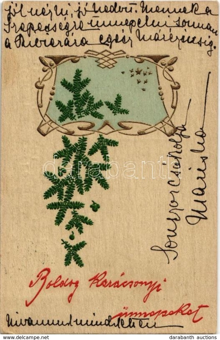 T2 1907 Boldog Karácsonyi Ünnepeket! / Christmas Greeting Card, Christmas Tree. B.K.W.I. 2708. Emb. Litho - Zonder Classificatie