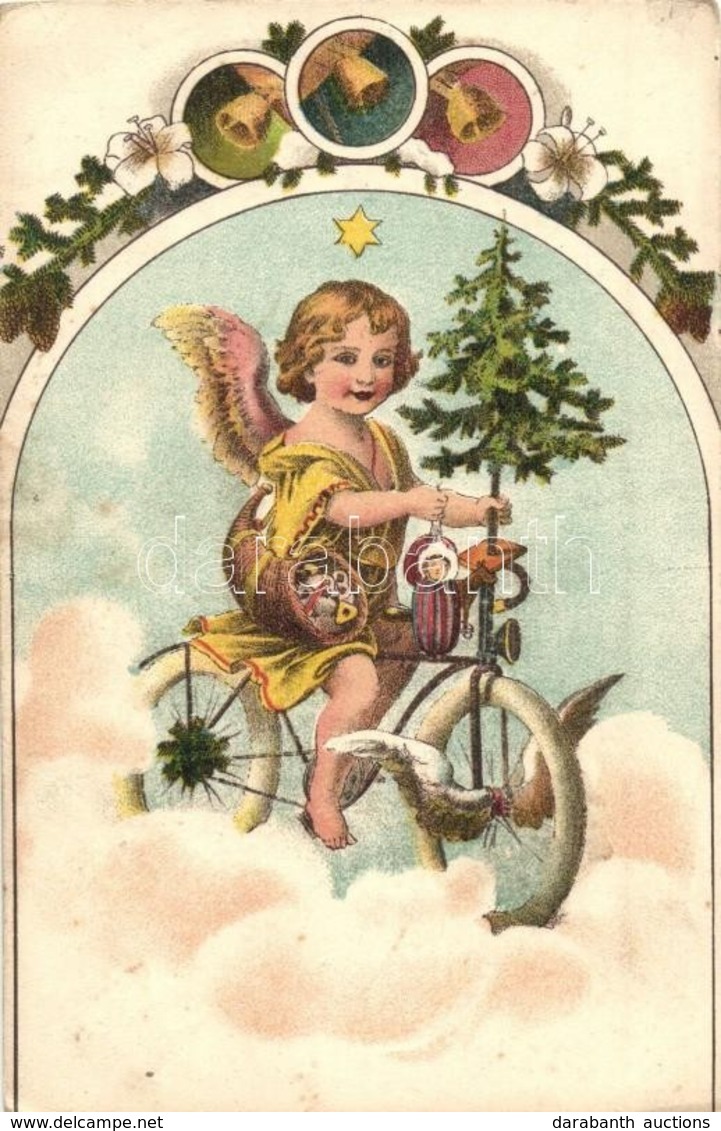 ** T2 Angel On Bicycle, Greeting Card, Litho - Zonder Classificatie