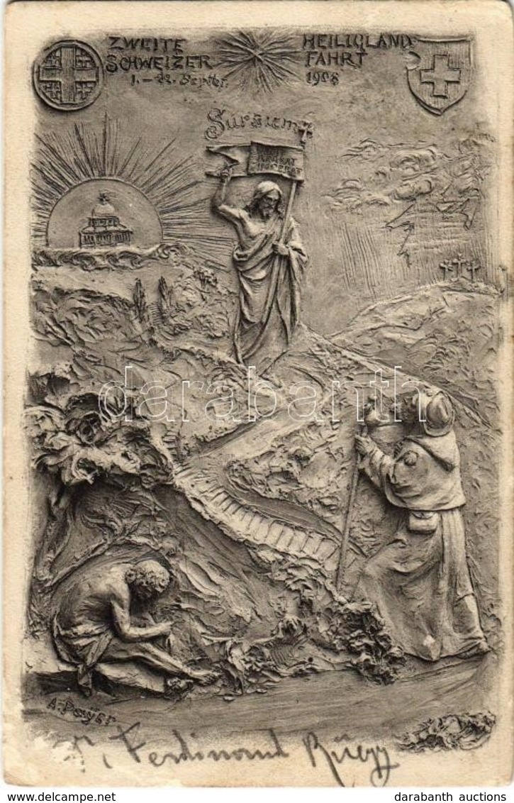 T2/T3 1908 Zweite Schweizer Heiliglandfahrt / 2nd Swiss Holy Land Trip Art Postcard - Unclassified
