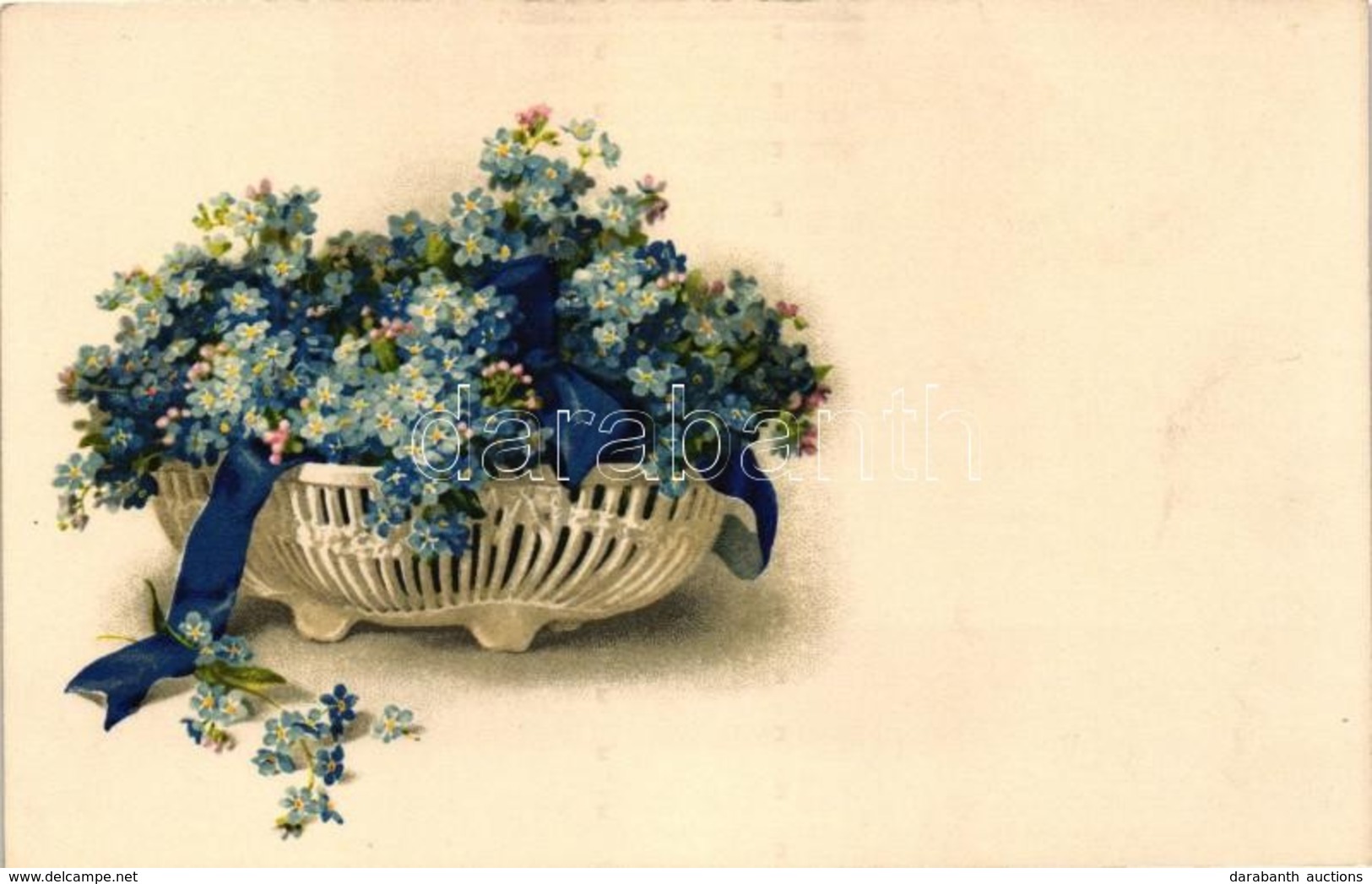 ** T2 Blue Flowers In A Basket, Meissner & Buch Künstlerpostkarten Serie 2285, Litho - Non Classés