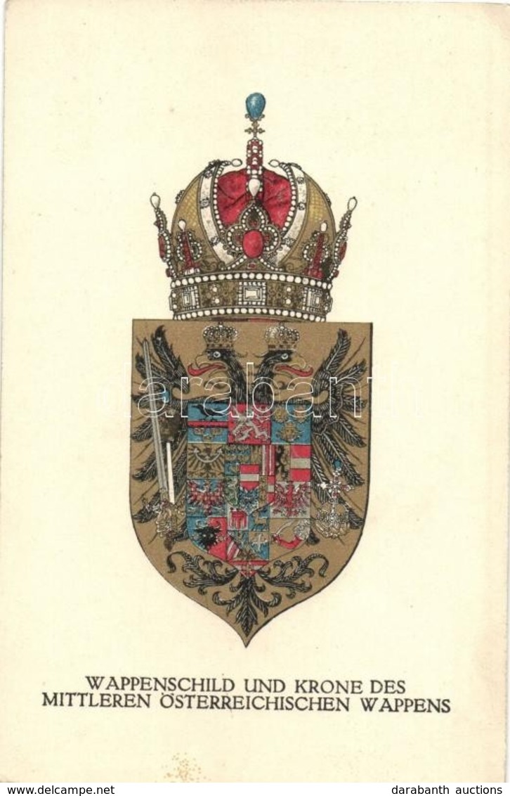 ** T2/T3 Wappenschild Und Krone Des Mittleren Österreichischen Wappens / Austria-Hungary Coat Of Arms And Crown. Kriegsh - Unclassified