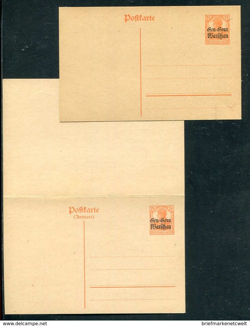 D.Bes.14/18-Polen / Postkarte Mi. P 5 Und P 7 (mit Antwortteil) ** (12520) - Besetzungen 1914-18