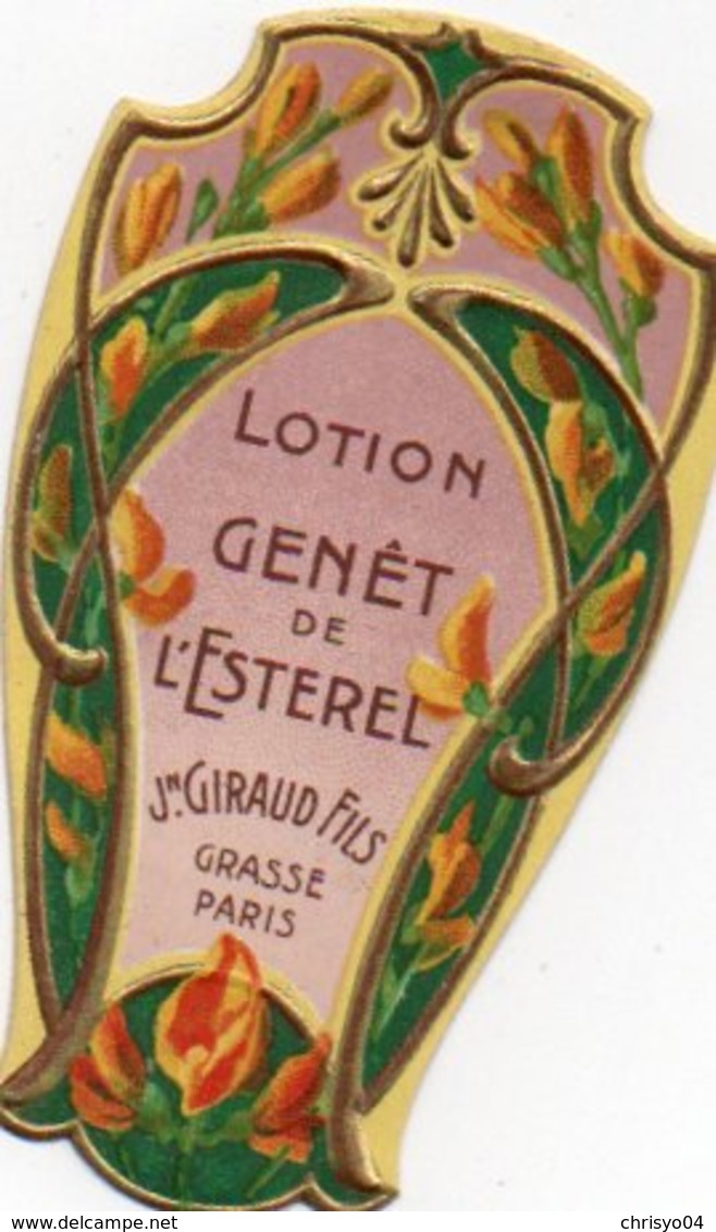 Etiquette Parfum Grasse Giraud Lotion Genet De L'Esterel Dorures Gauffrées - Etiketten