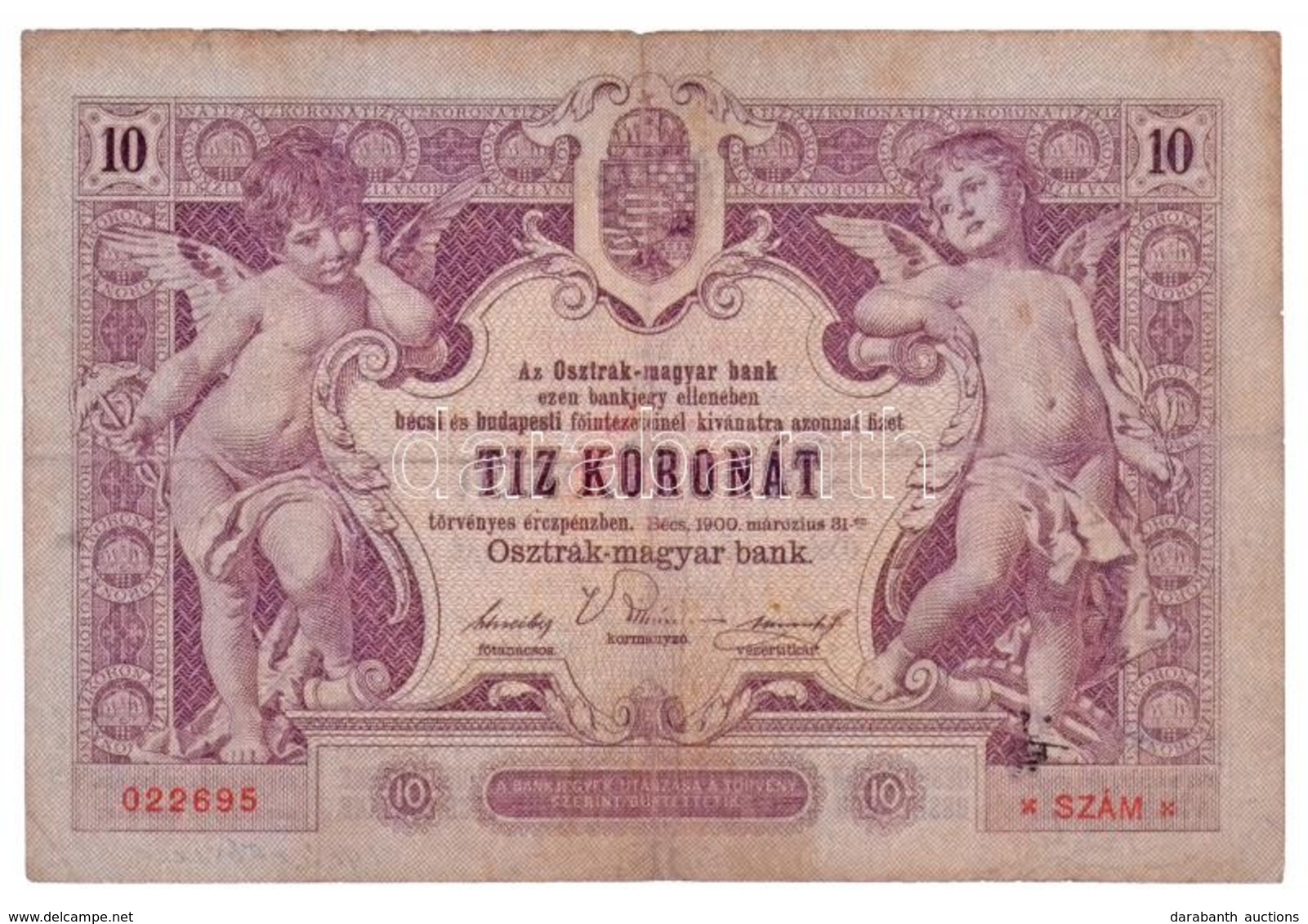 1900. 10K T:III,III-
Hungary 1900. 10 Korona C:F,VG 
Adamo K9 - Zonder Classificatie