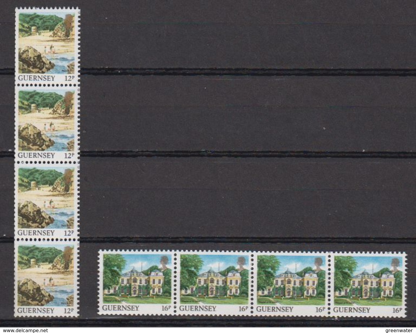 Guernsey 1988 Definitives Views Coil Stamps 2v Strip Of 4 ** Mnh (42399A) - Guernsey