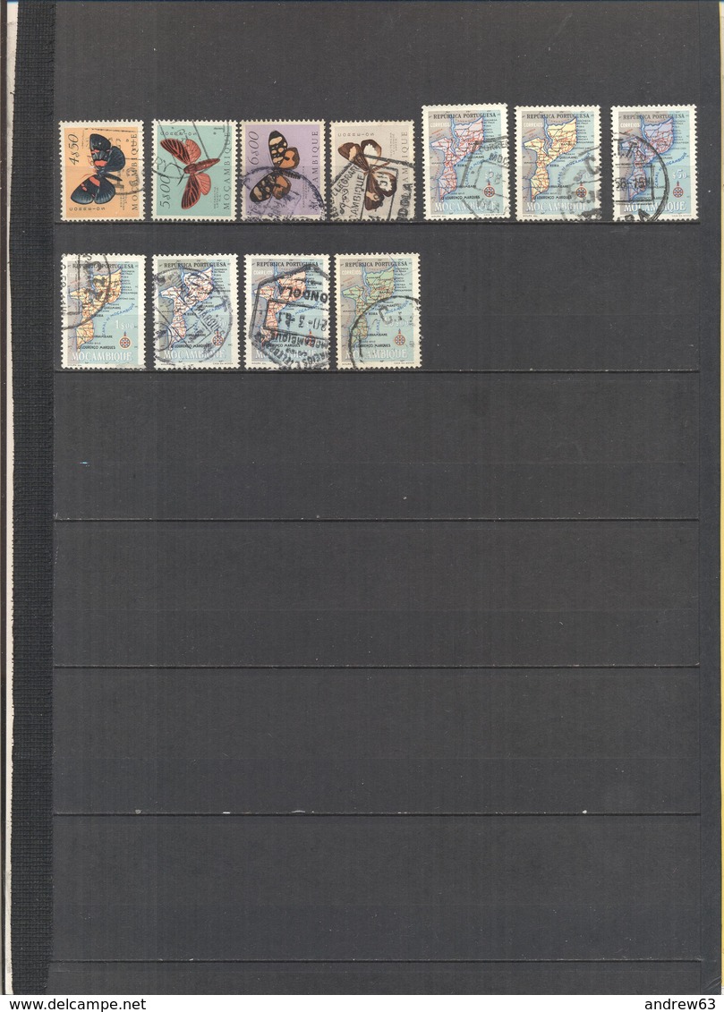 MOZAMBICO - MOCAMBIQUE - MOZAMBIQUE - Collezione - Lotto - Accumulo - Vrac - 230+ francobolli - Mappa - Pesce - Farfalla