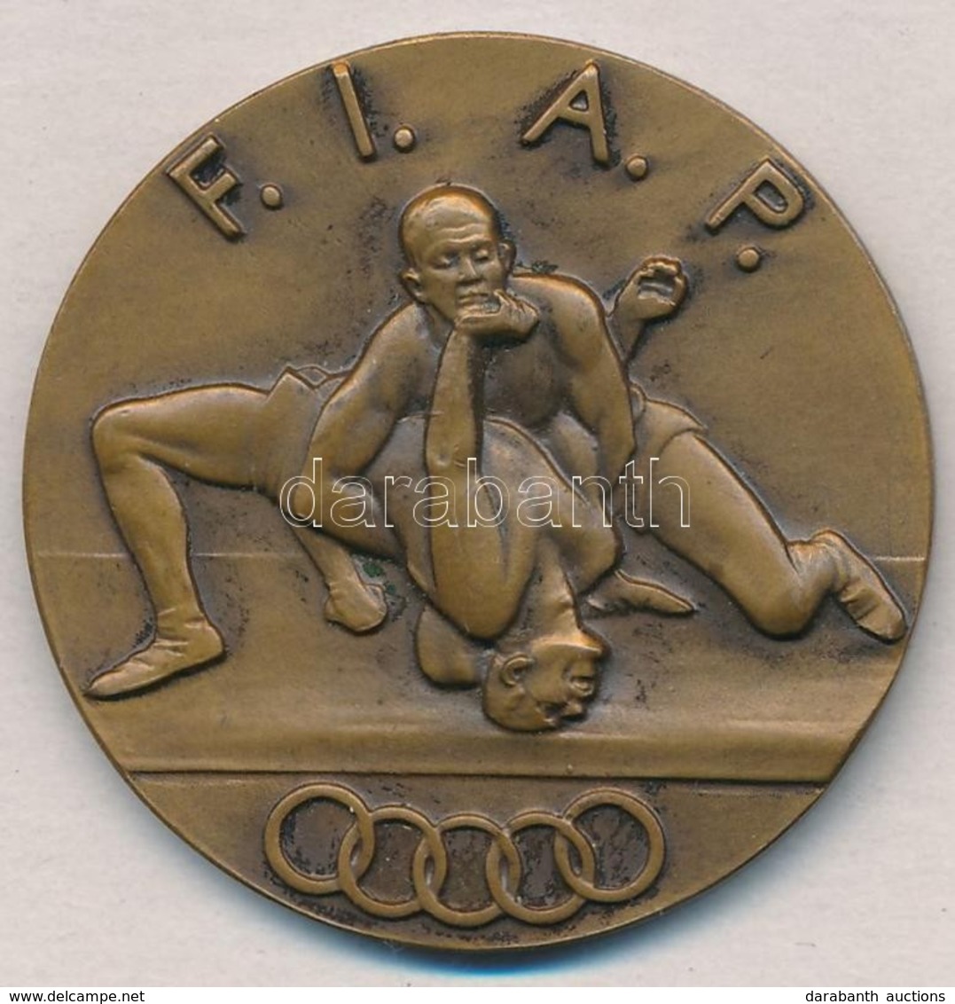 Olaszország  DN 'F.I.A.P.' Br Birkózó érem (38mm) T:1-,2 
Italy ND 'F.I.A.P.' Br Wrestler Medal (38mm) C:AU,XF - Unclassified