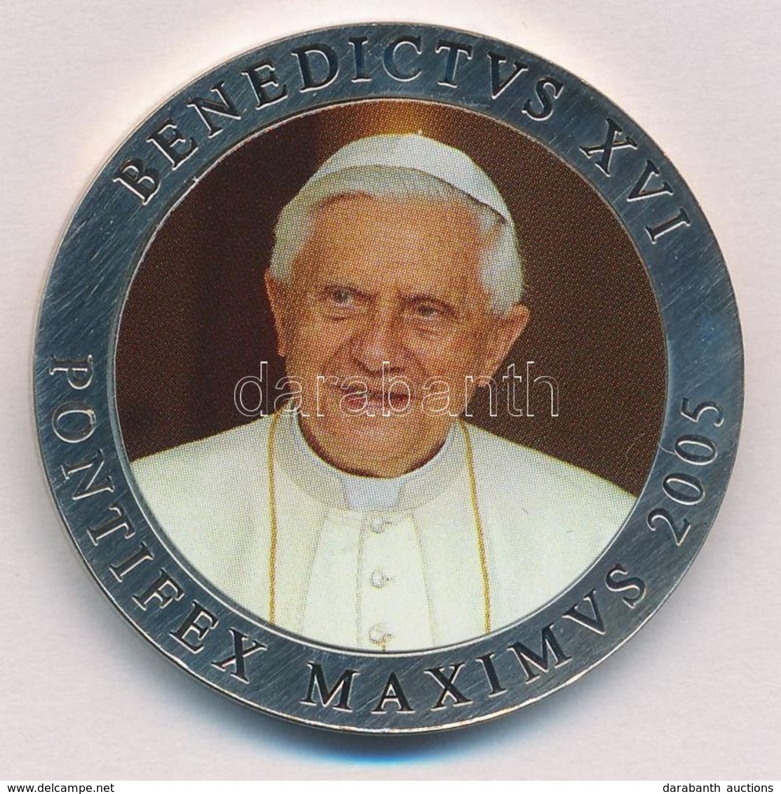 Vatikán 2005. 'XVI. Benedek Pápa' Ezüstözött Multicolor Emlékérem (40mm) T:PP 
Vatican 2005. 'Pope Benedictvs XVI' Silve - Unclassified