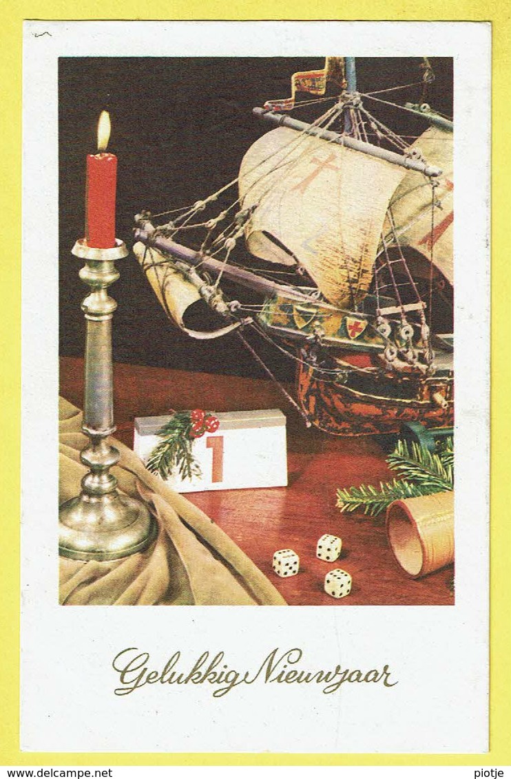 * Fantasie - Fantaisie - Fantasy * (JC) Dobbelsteen, Cube Dé, Dice, Bonne Année, New Year, Bougie, Candle, Bateau - Nouvel An