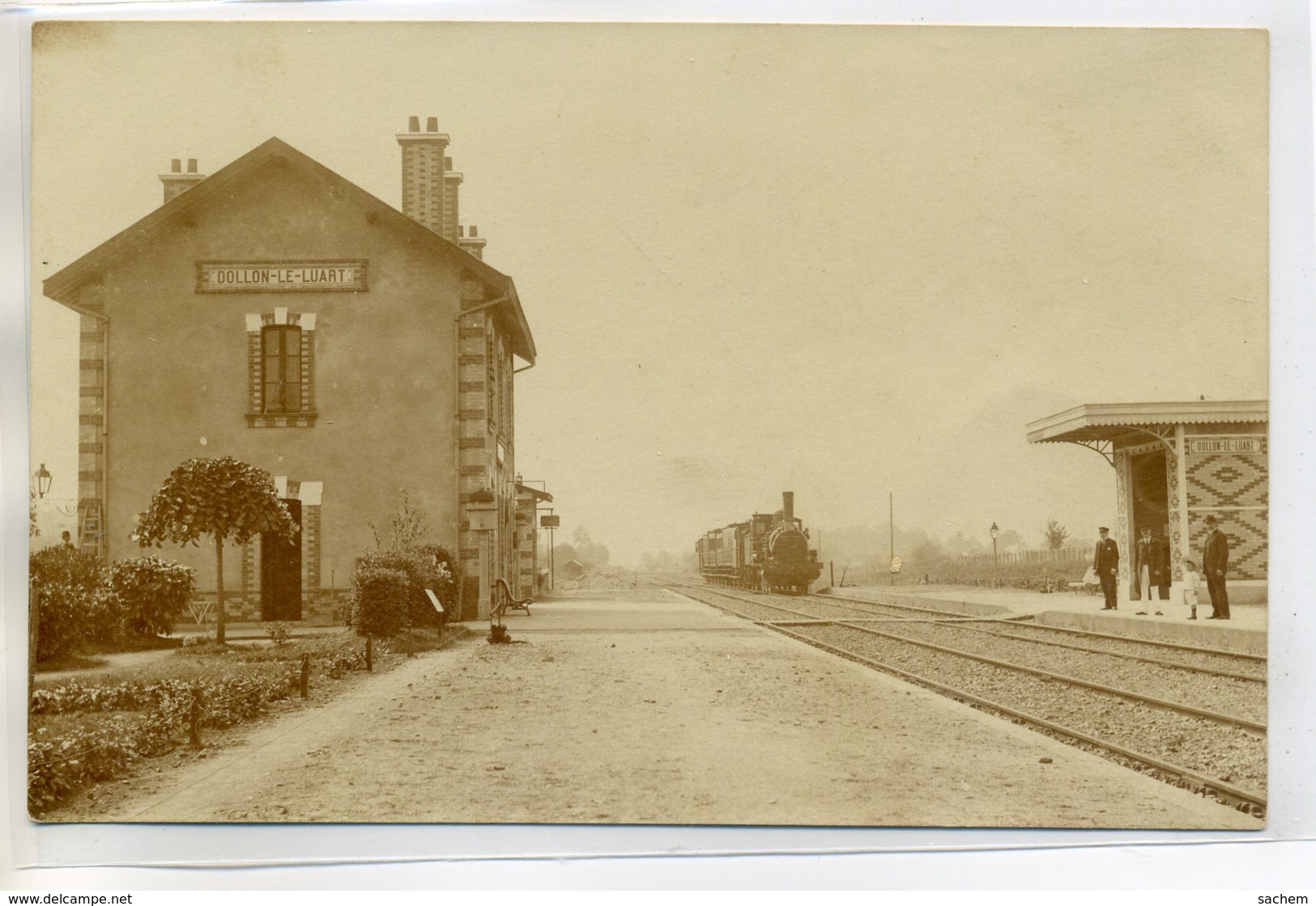 72 DOLLON Le LUART Jolie CARTE PHOTO Arrivée Train En Gare Cheminots Sur Quai 1904 Dos Non Divisé      --D14-S2017 - Autres & Non Classés