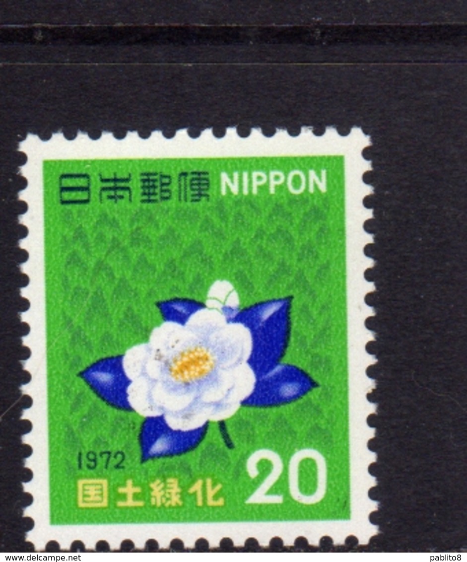 JAPAN NIPPON GIAPPONE JAPON 1972 NATIONAL FORESTATION CAMPAIGN ARBOR DAY CAMELIA FLORA 20y MNH - Nuovi