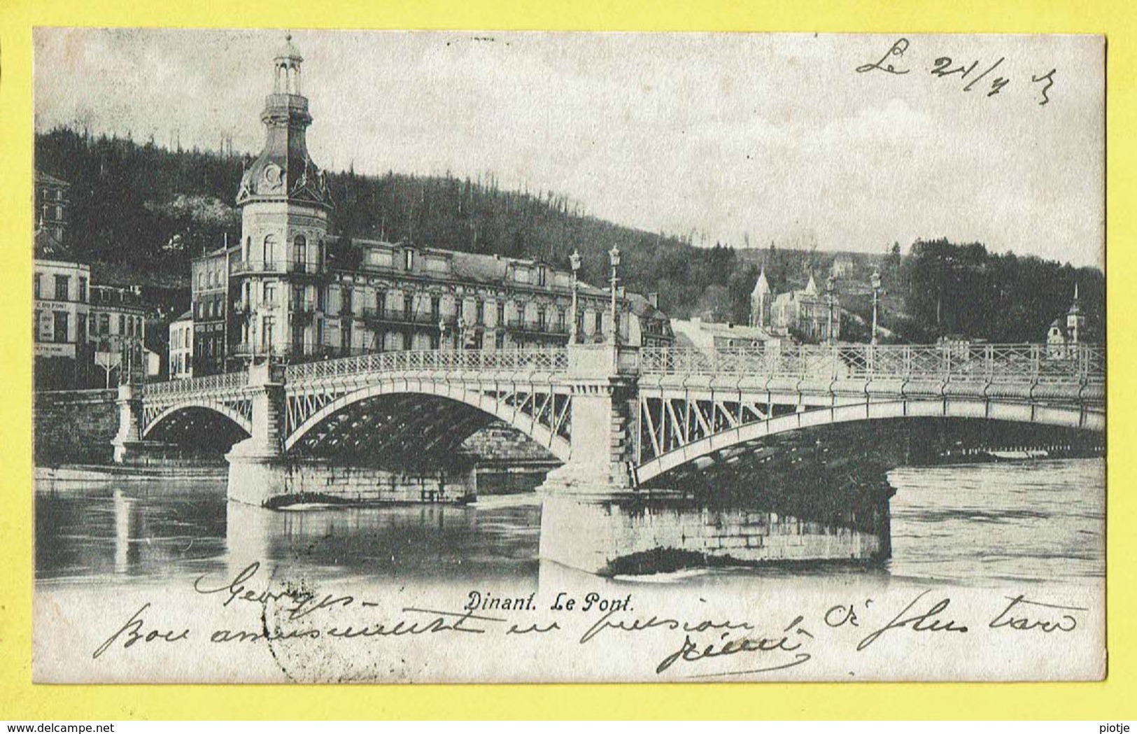 * Dinant (Namur - Namen - La Wallonie) * Le Pont, Bridge, Brug, Canal, église, Rare, Old, CPA 1905 - Dinant