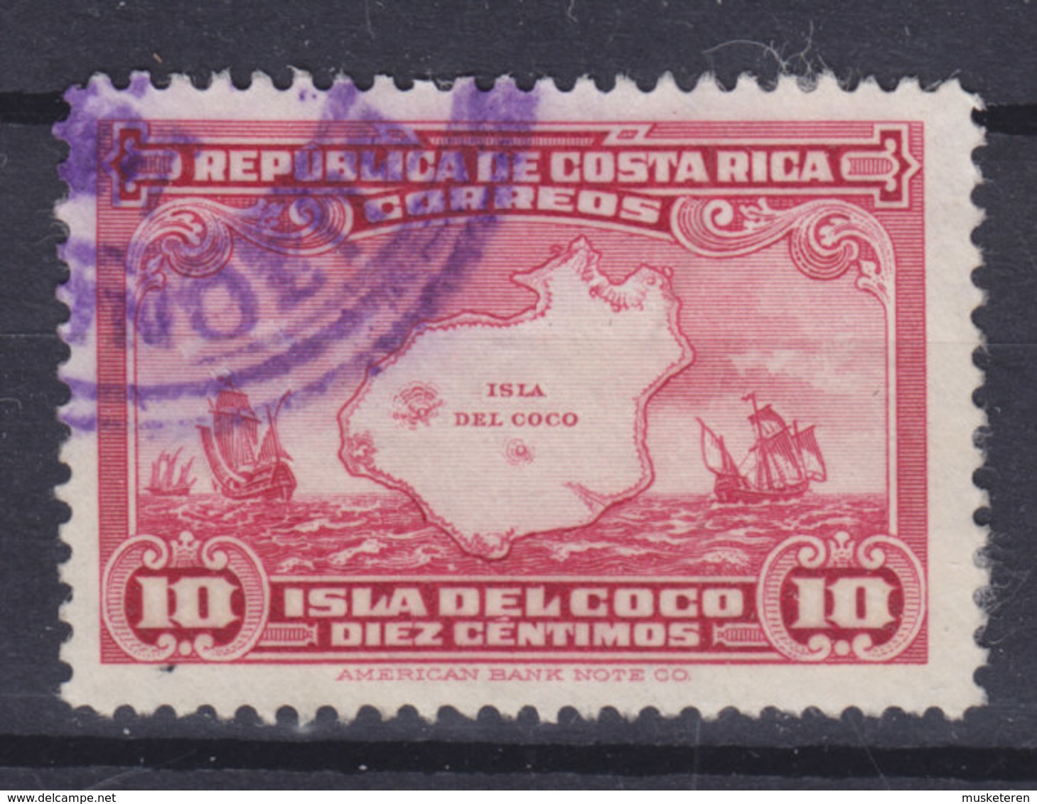 Costa Rica 1936 Mi. 194    10 C. Suche Nach Dem Piratenschatz Auf Der Kokosinsel (II) Karte Map - Costa Rica