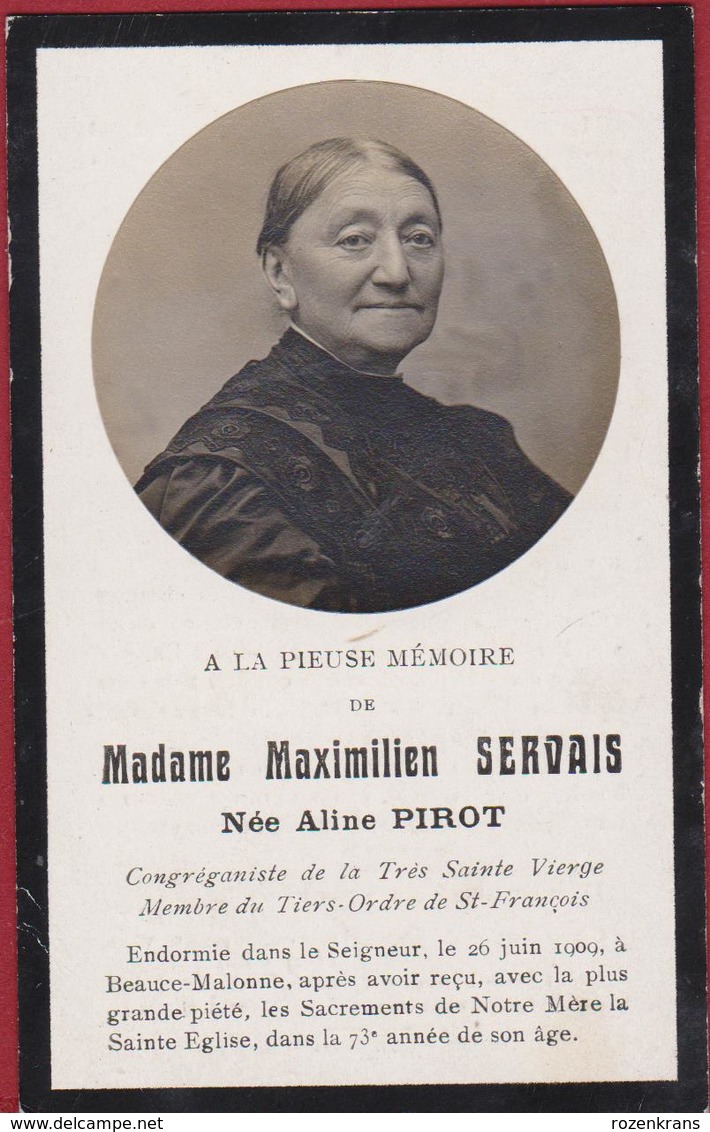Maximilien Servais Aline Pirot Beauce-Malonne Beauce Malonne 1909 Doodsprentje Bidprentje Image Mortuaire - Images Religieuses