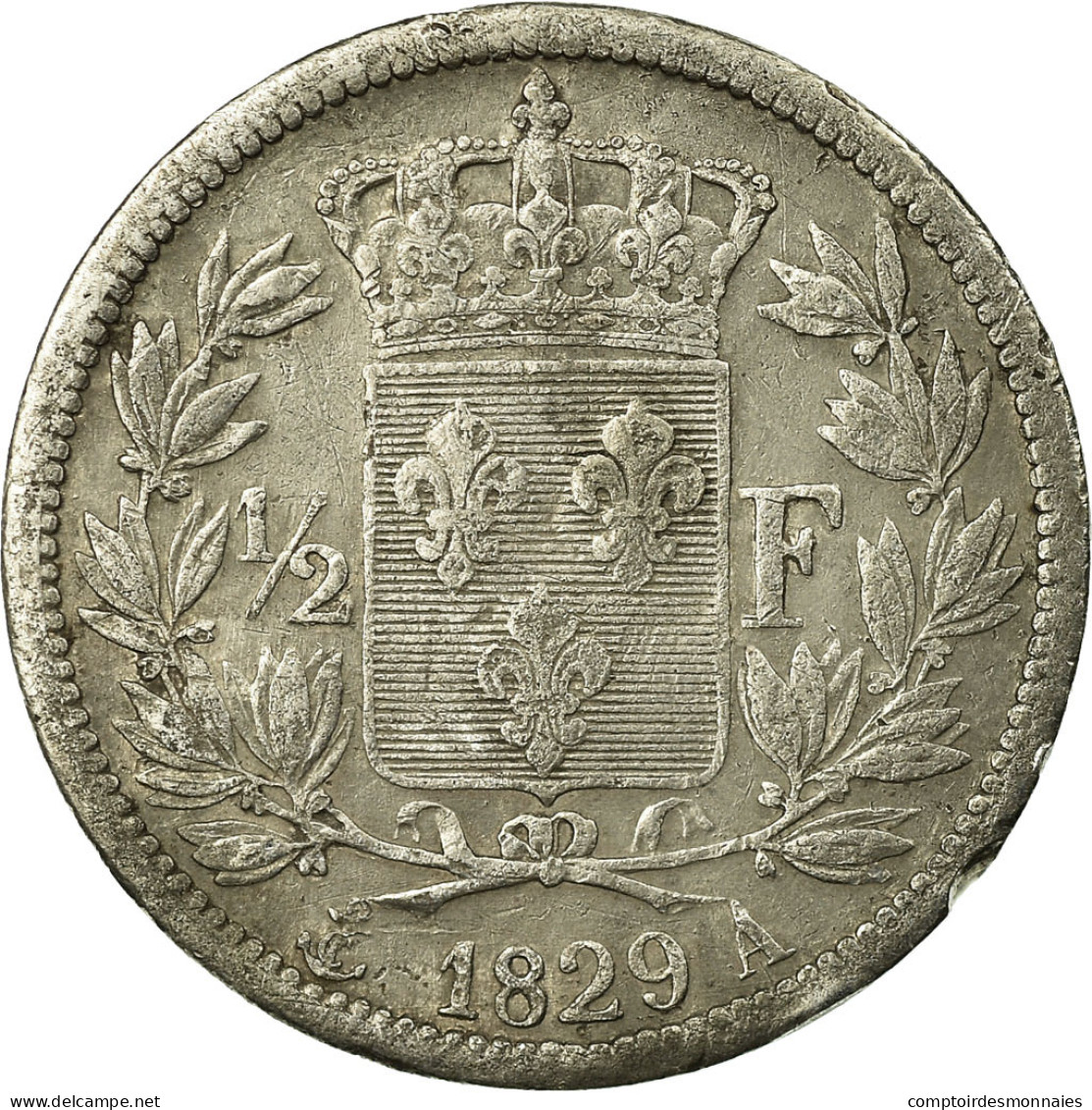 Monnaie, France, Charles X, 1/2 Franc, 1829, Paris, TB+, Argent, Gadoury:402 - G. 50 Centimes